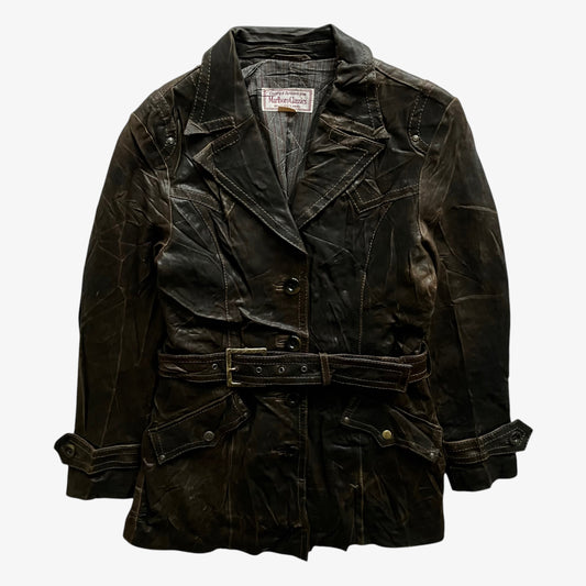 Vintage 90s Womens Marlboro Classics Dark Brown Leather Jacket - Casspios Dream
