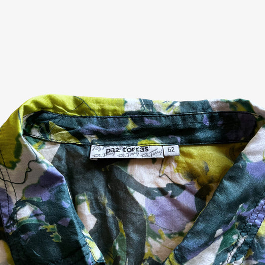 Vintage 90s Womens Paz Torras Floral Print Silk Blouse Label - Casspios Dream