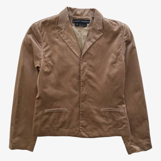 Vintage 90s Womens Ralph Lauren Silk Blend Beige Blazer - Casspios Dream