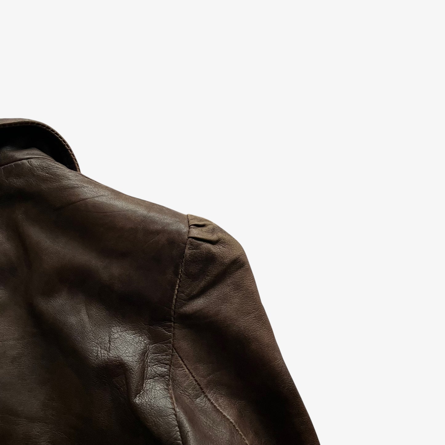 Vintage 90s Womens Redskins Faded Dark Brown Leather Jacket Wear - Casspios Dream