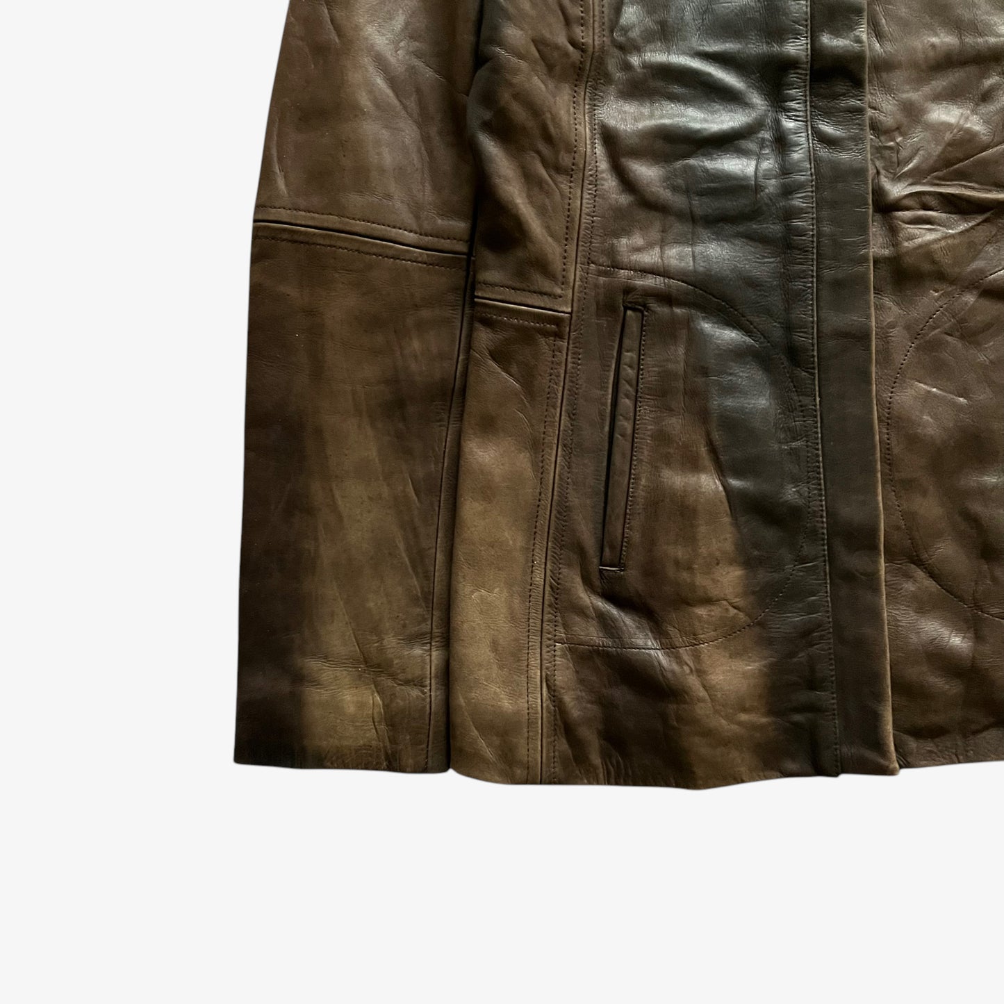 Vintage 90s Womens Redskins Faded Dark Brown Leather Pilot Jacket With Faux Fur Collar Hem - Casspios Dream