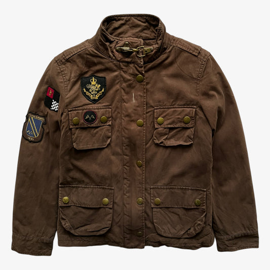 Vintage 90s Womens Thomas Burberry Brown Military Jacket - Casspios Dream