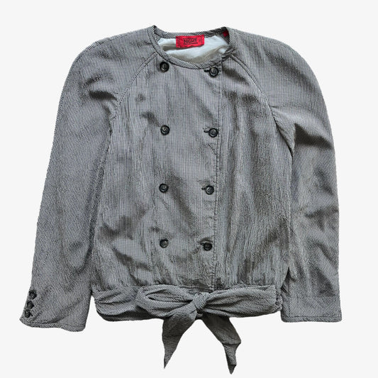 Vintage 90s Womens Valentino Night Double Breasted Checkered Jacket With Bow Waist - Casspios Dream