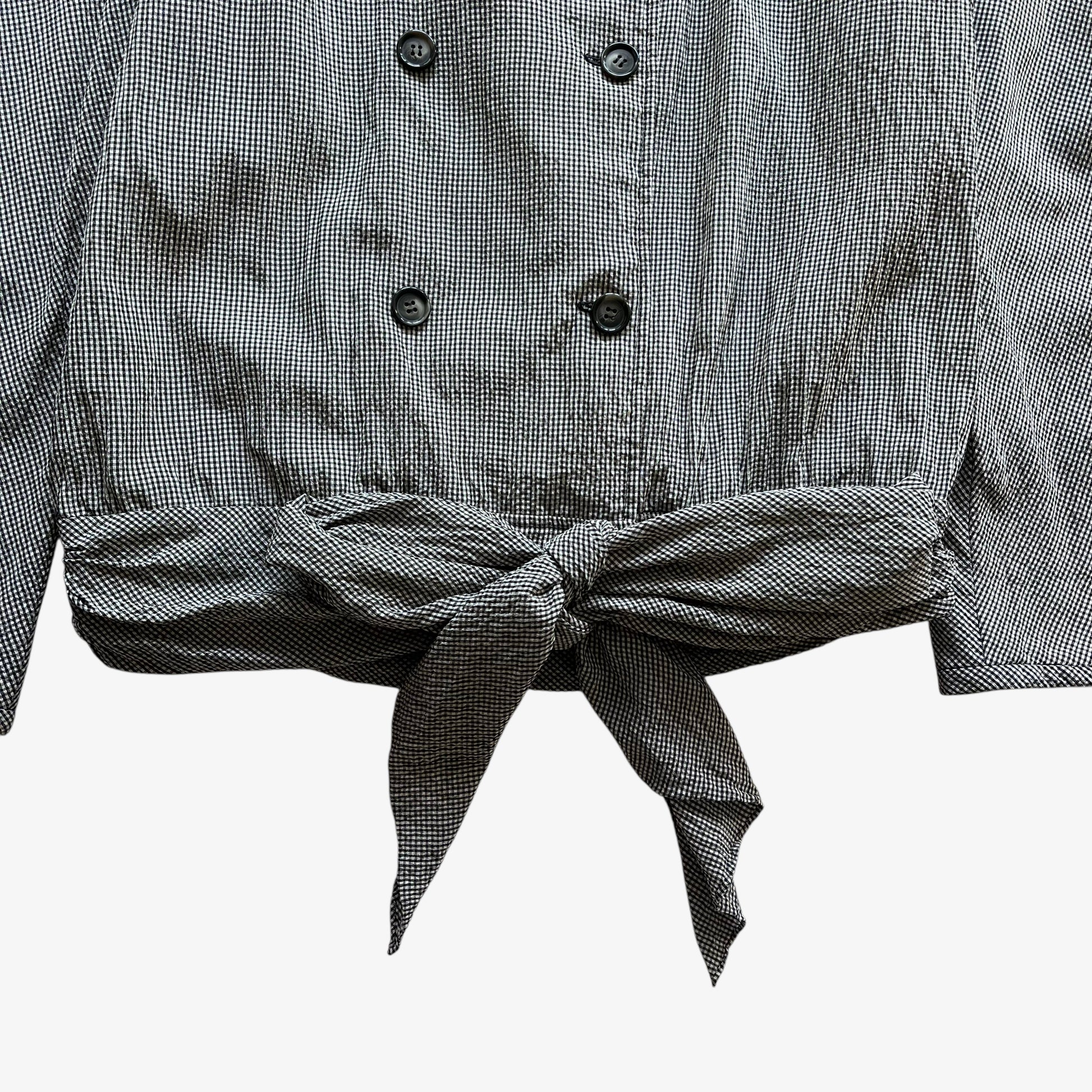 Vintage 90s Womens Valentino Night Double Breasted Checkered Jacket With Bow Waist Hem - Casspios Dream