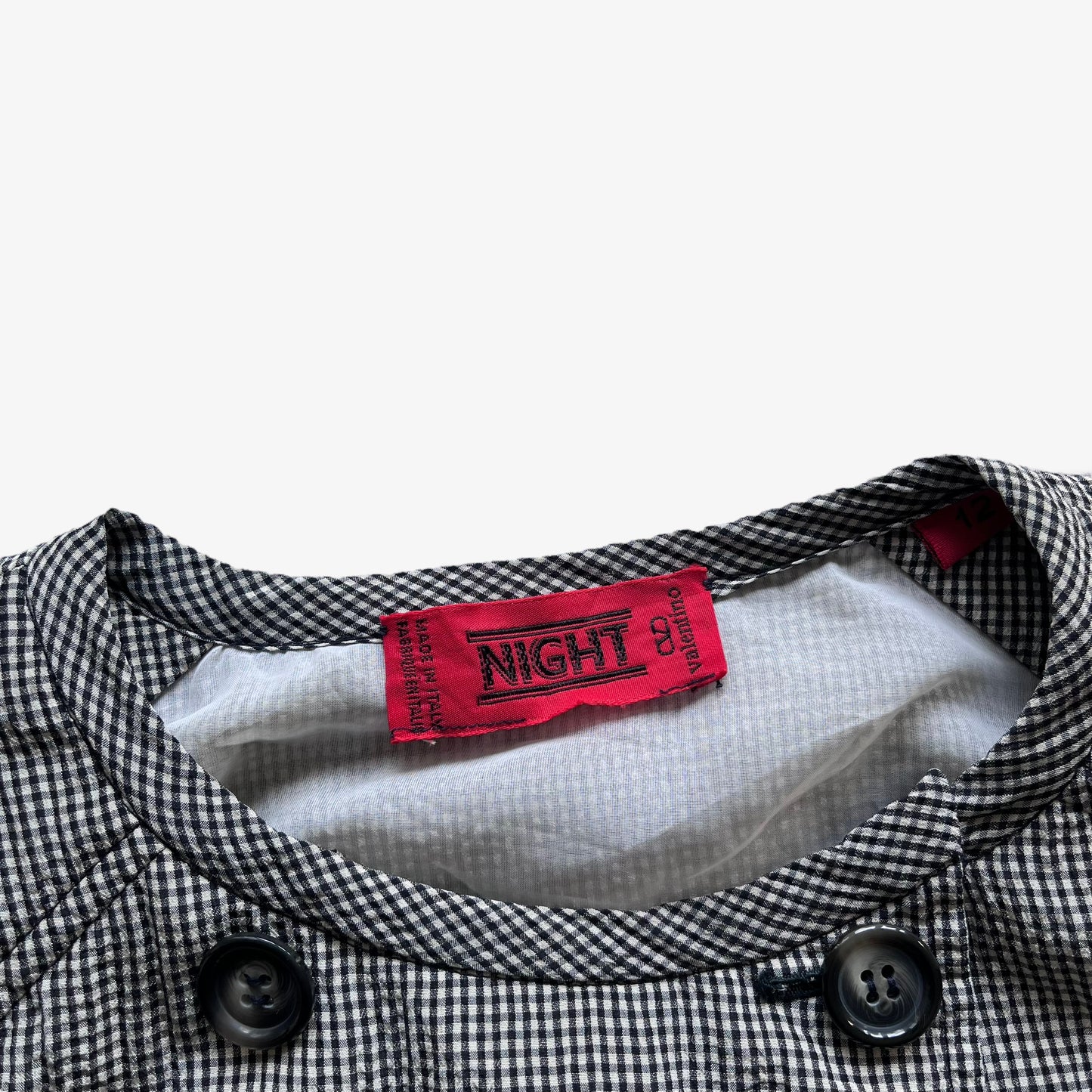 Vintage 90s Womens Valentino Night Double Breasted Checkered Jacket With Bow Waist Label - Casspios Dream