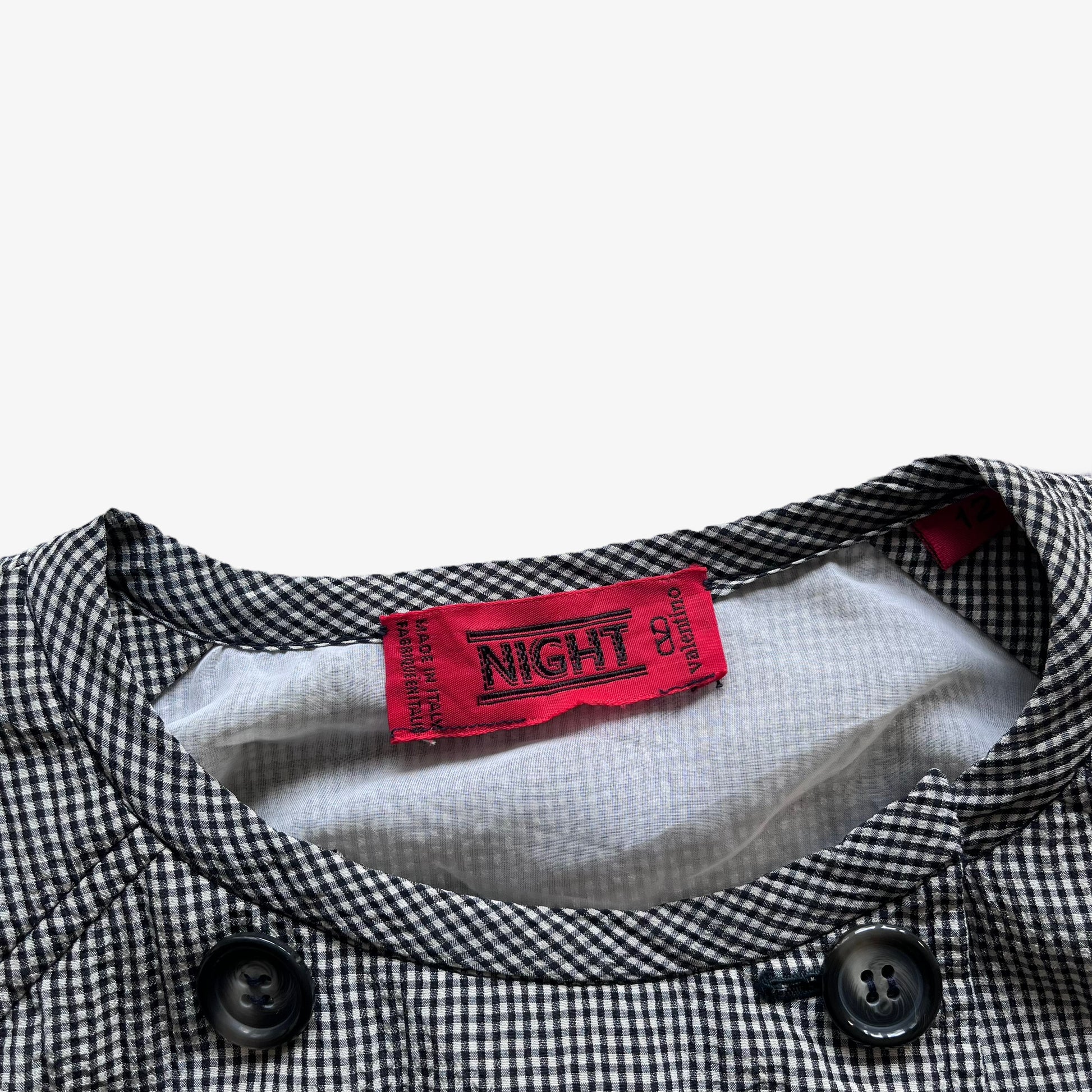 Vintage 90s Womens Valentino Night Double Breasted Checkered Jacket With Bow Waist Label - Casspios Dream