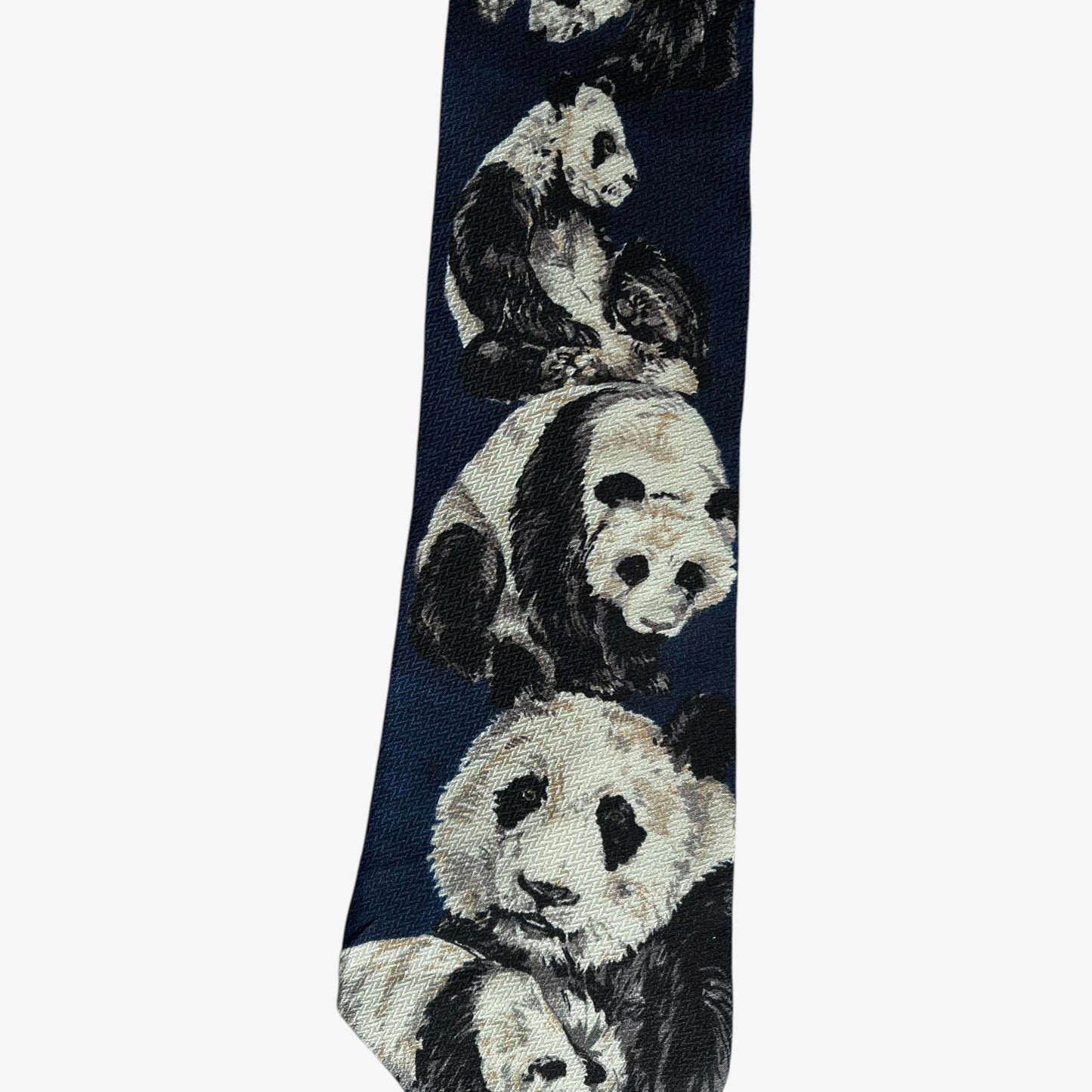 Vintage 90s World Wildlife Fund WWF 1993 Panda Print Navy Silk Tie Novelty - Casspios Dream