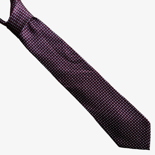 Vintage Y2K Bill Blass Geometric Print Red Silk Tie - Casspios Dream