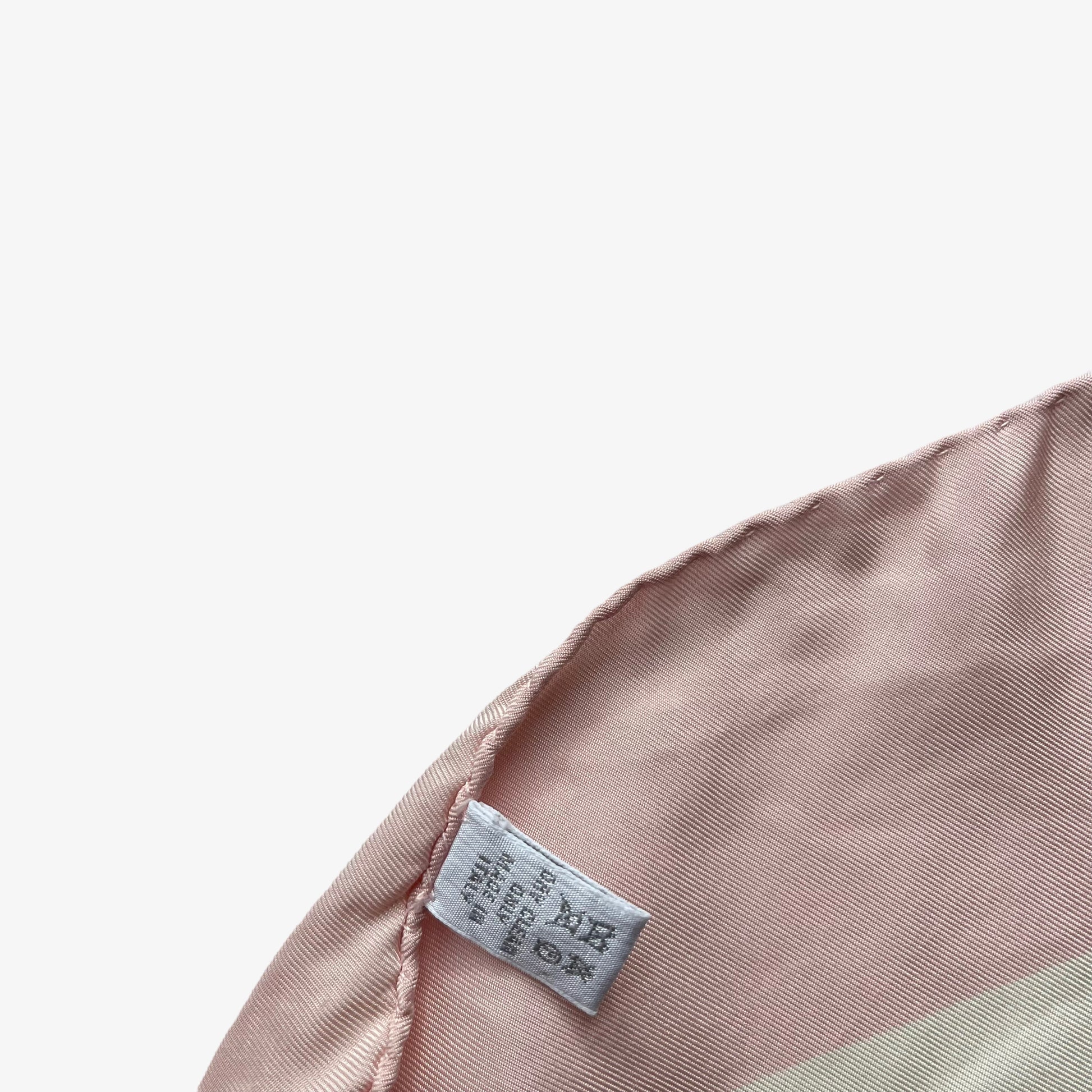 Made in Italy label of women's vintage Y2K Burberry polka dot and spell out logo print pink silk scarf.