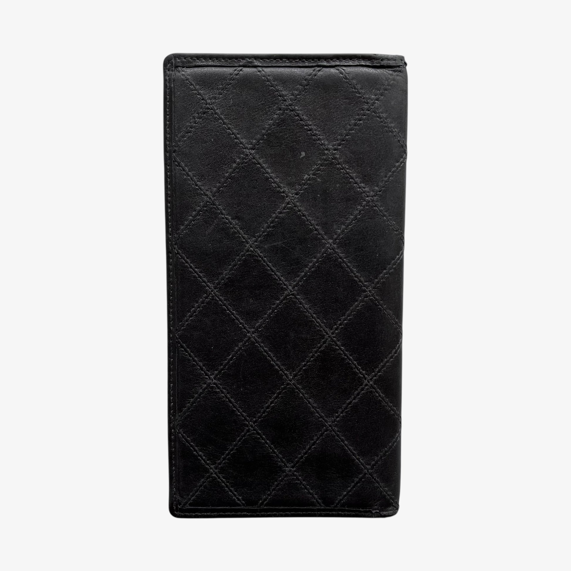 Vintage Y2K Chanel Black Quilted Leather Planner Back - Casspios Dream