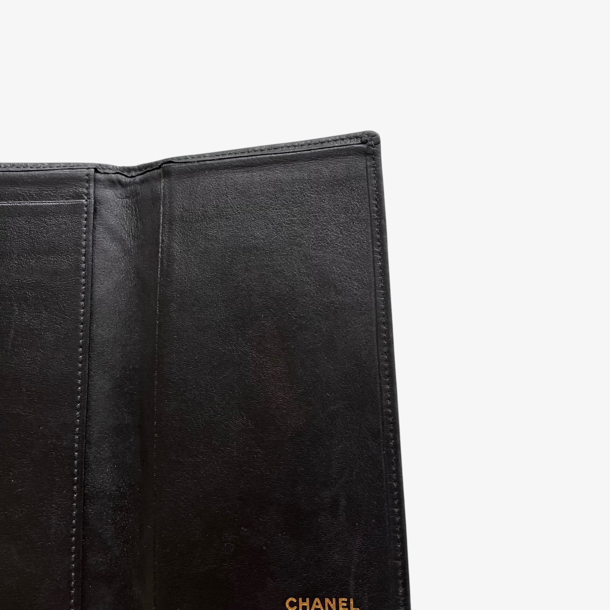 Vintage Y2K Chanel Black Quilted Leather Planner Card Holder - Casspios Dream