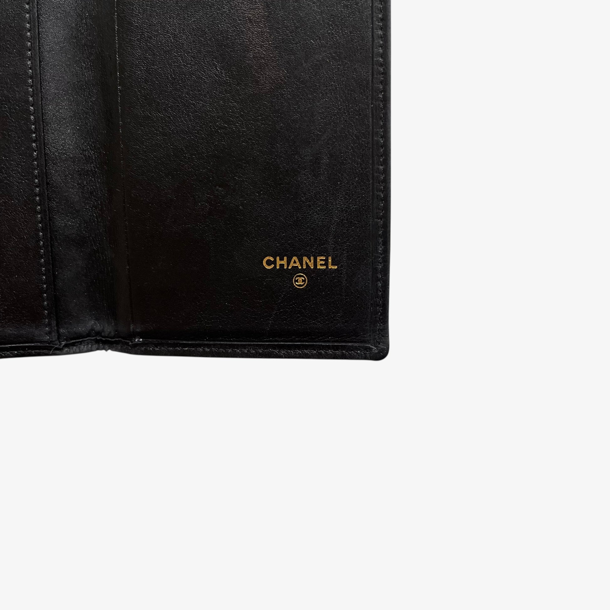 Vintage Y2K Chanel Black Quilted Leather Planner Embossed - Casspios Dream