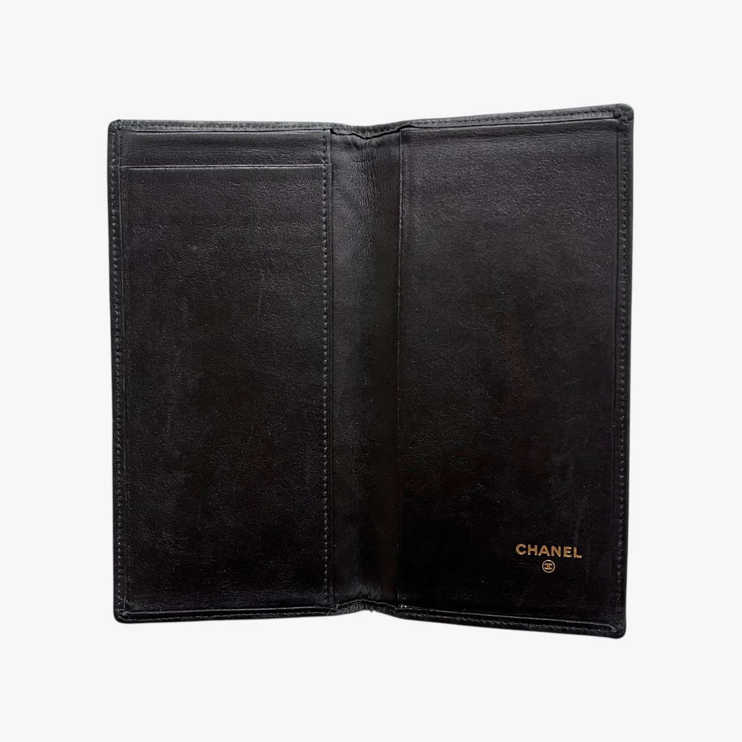 Vintage Y2K Chanel Black Quilted Leather Planner Logo - Casspios Dream
