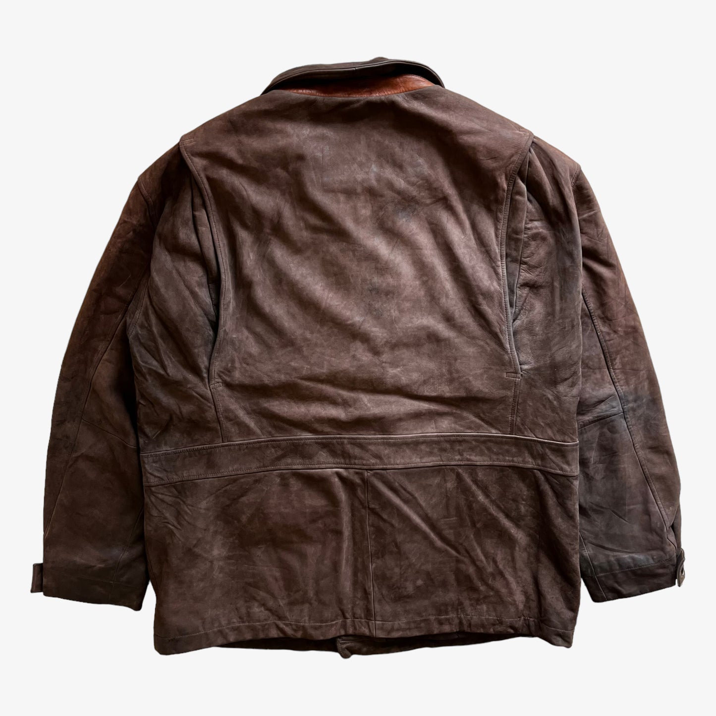 Vintage Y2K Mens 2001 Timberland Brown Purple Leather Jacket Back - Casspios Dream
