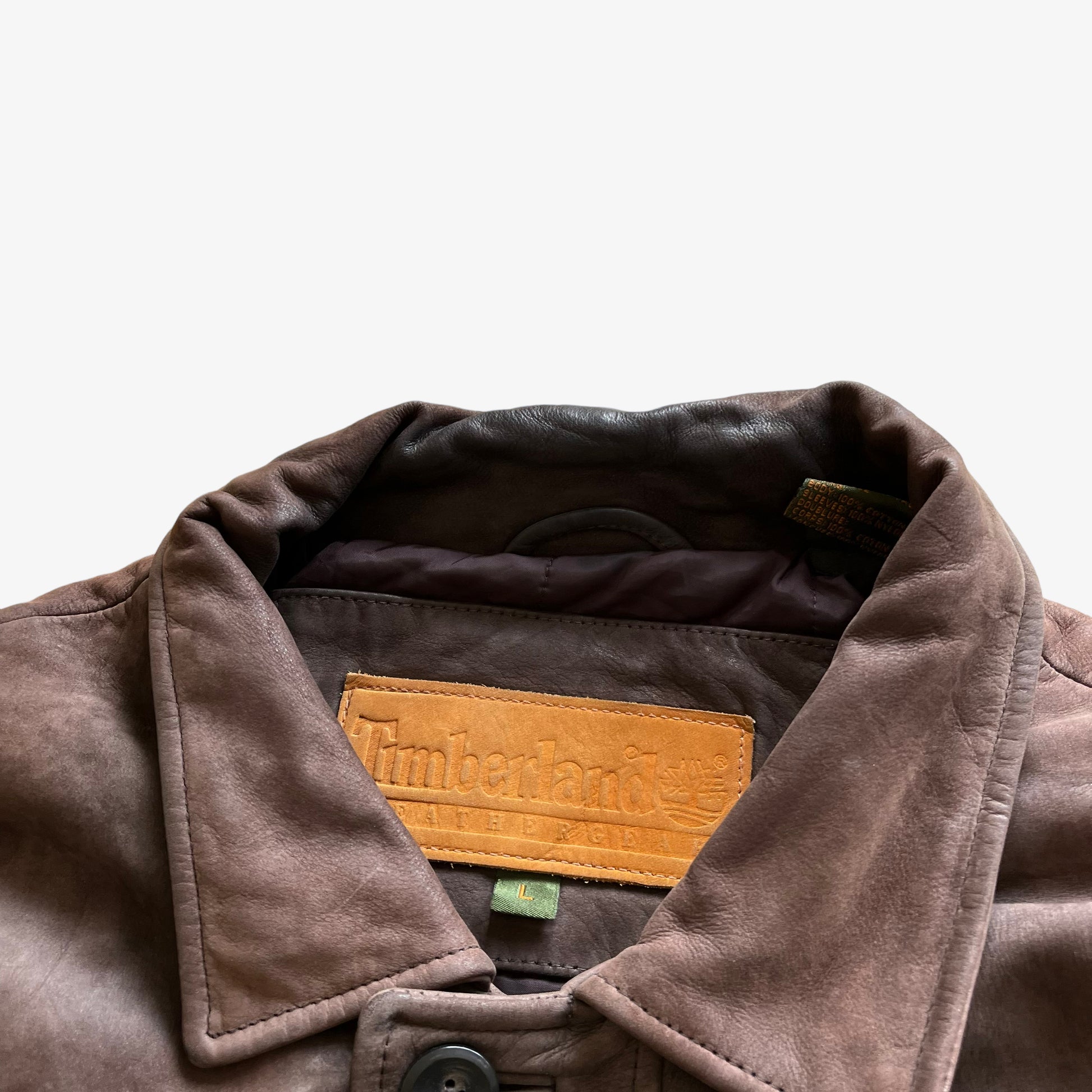 Vintage Y2K Mens 2001 Timberland Brown Purple Leather Jacket Label - Casspios Dream