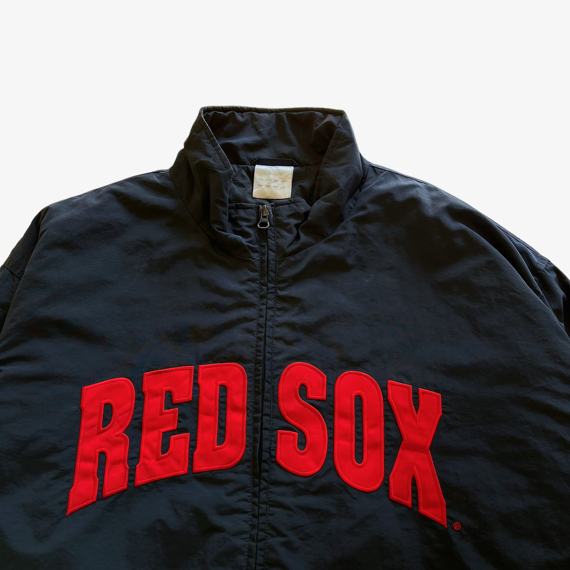 Vintage Y2K Mens Adidas MLB Boston Red Sox Baseball Team Spell Out Jacket Logo - Casspios Dream