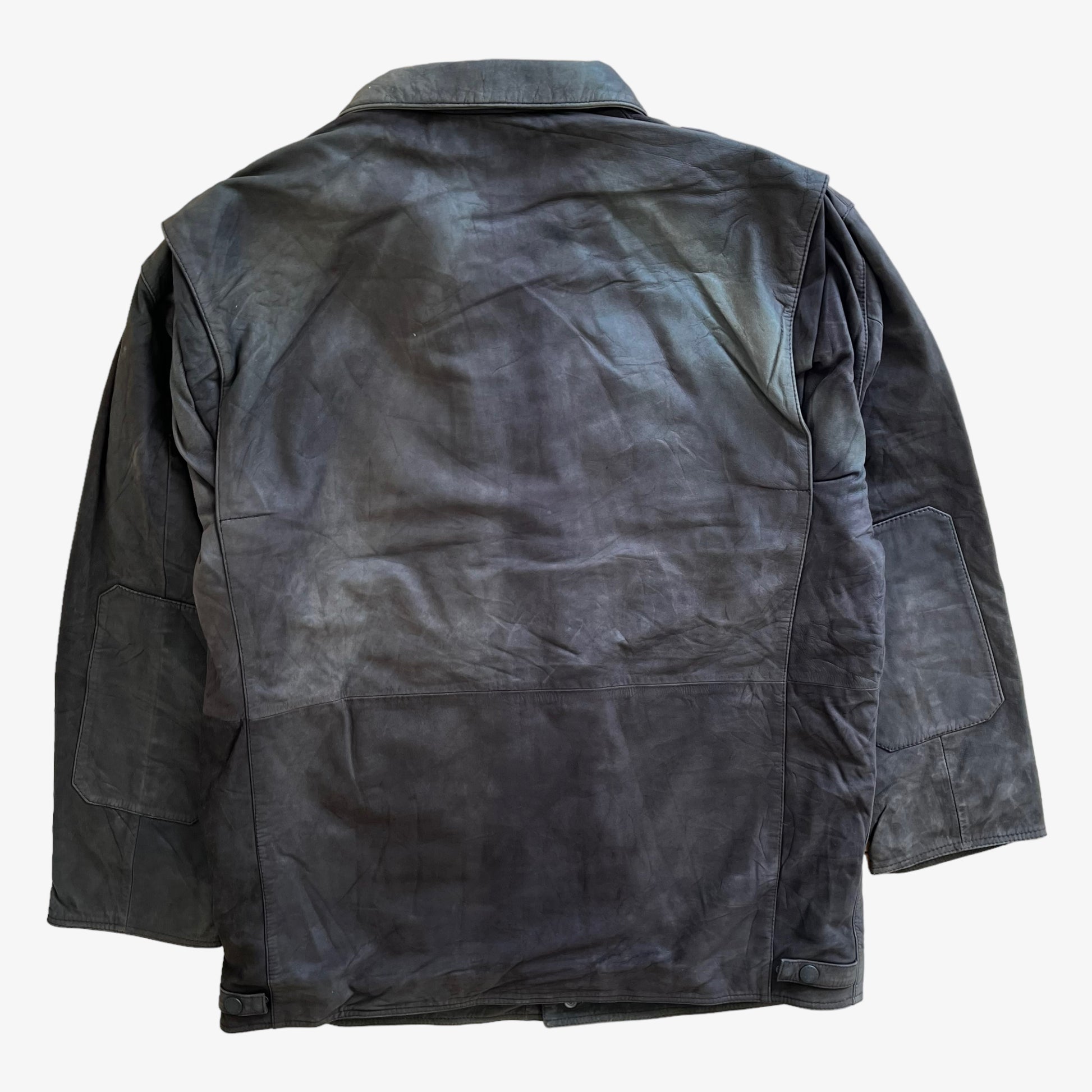 Vintage Y2K Mens Barbour Leather Bushman Jacket Back - Casspios Dream