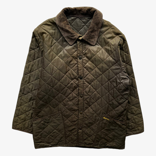 Vintage Y2K Mens Barbour Liddesdale Brown Quilted Jacket With Corduroy Collar - Casspios Dream