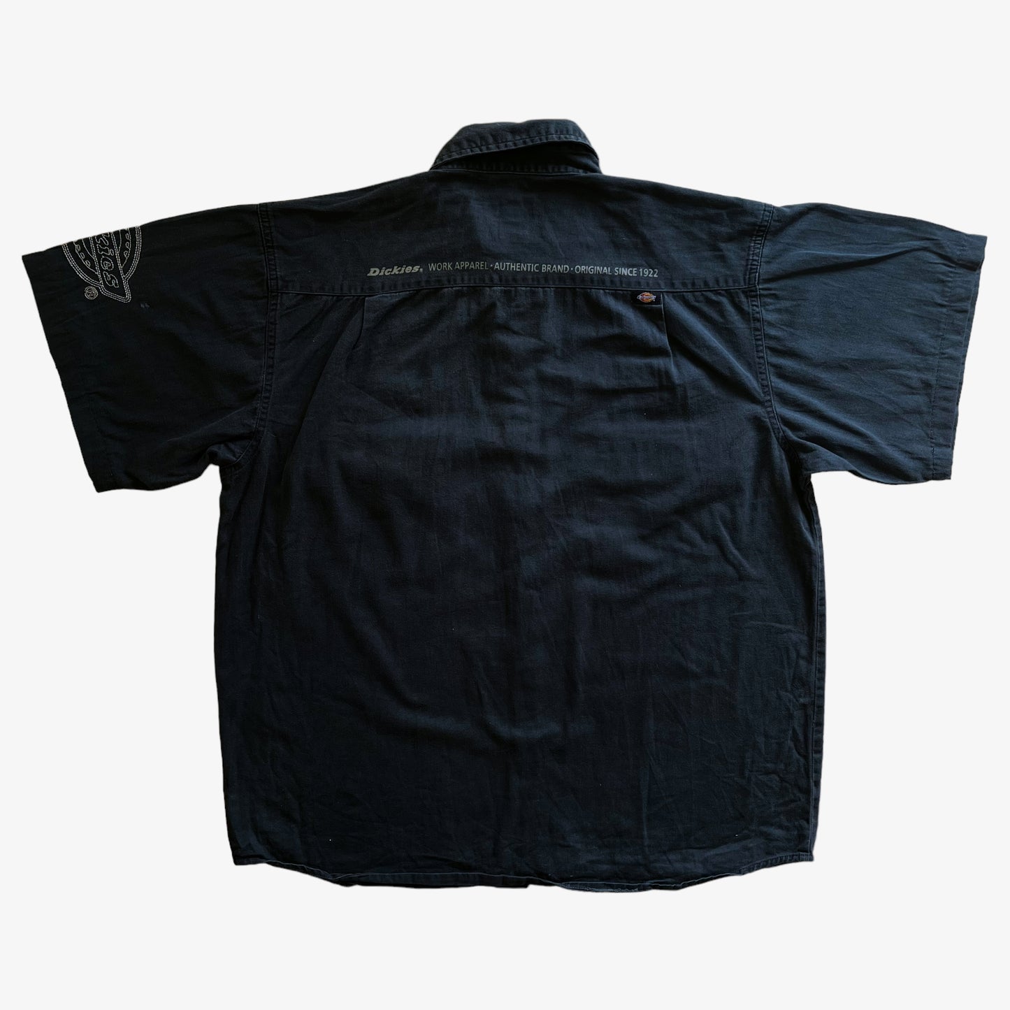 Vintage Y2K Mens Dickies Short Sleeve Navy Workwear Shirt Back - Casspios Dream