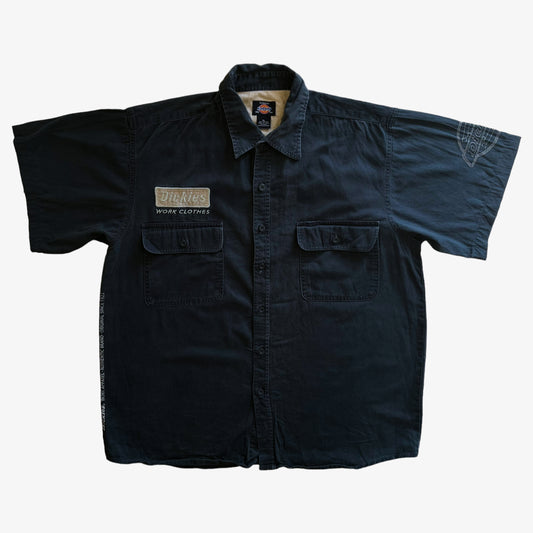 Vintage Y2K Mens Dickies Short Sleeve Navy Workwear Shirt - Casspios Dream