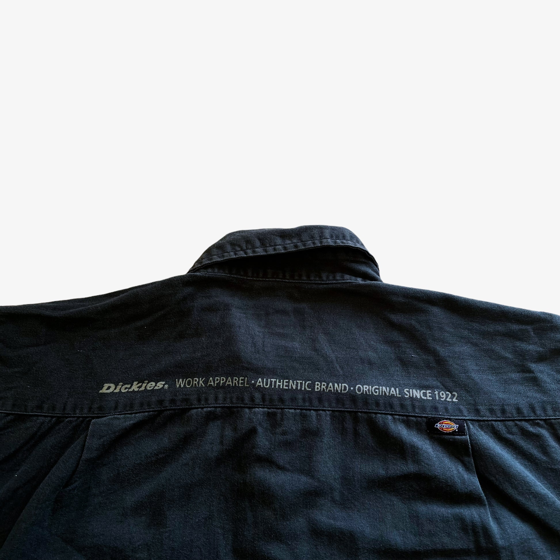 Vintage Y2K Mens Dickies Short Sleeve Navy Workwear Shirt Collar - Casspios Dream