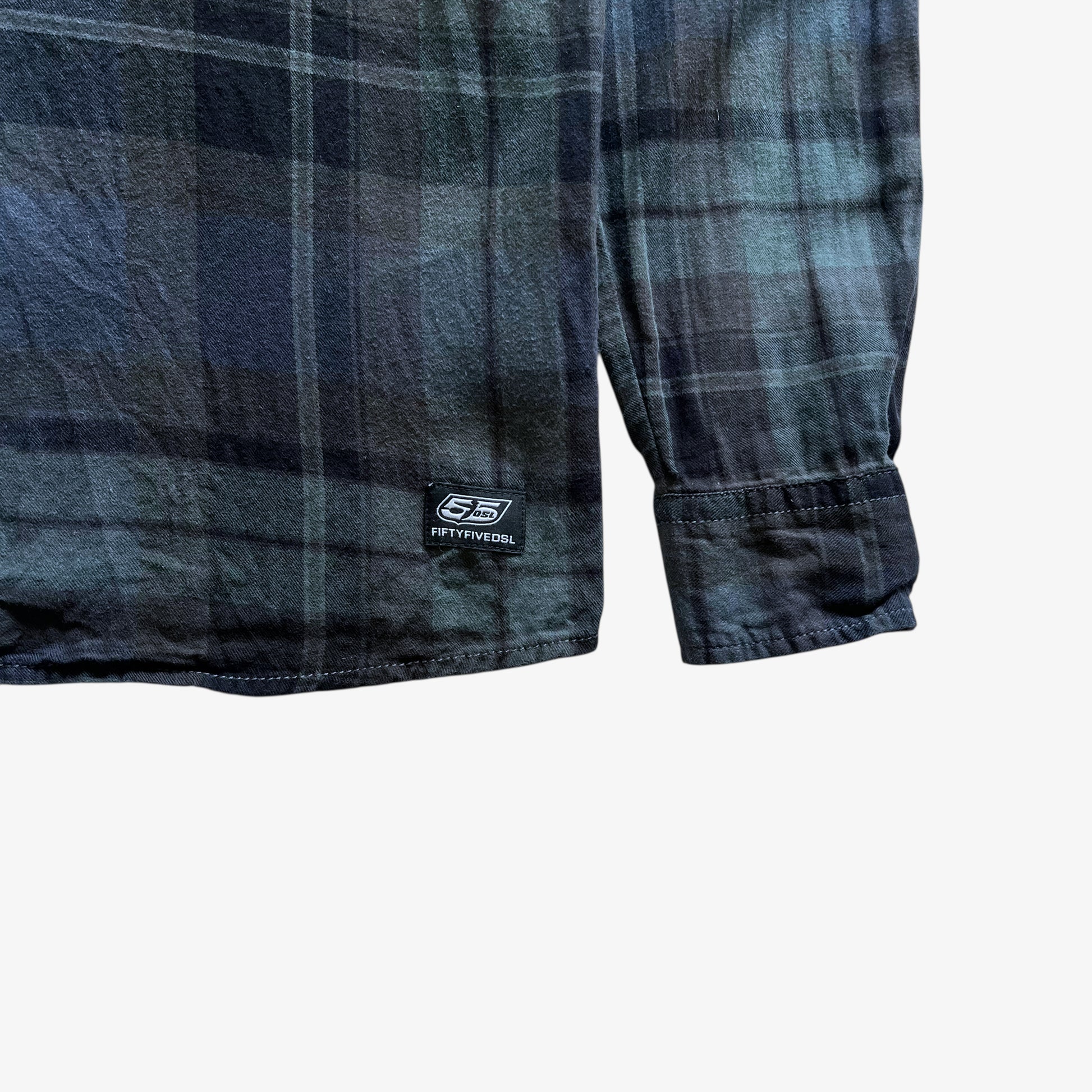 Vintage Y2K Mens Diesel 55DSL Navy And Green Tartan Check Shirt Tag - Casspios Dream