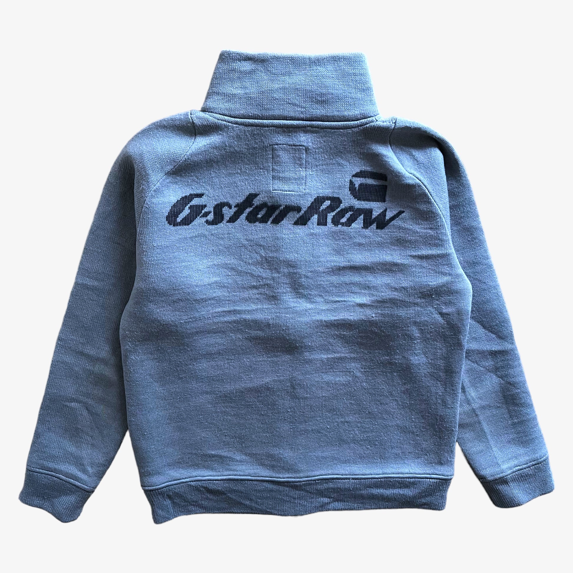 Vintage Y2K Men's G-Star Crossing Vest Knit L/S Blue Jacket With Back Spell Out Back - Casspios Dream