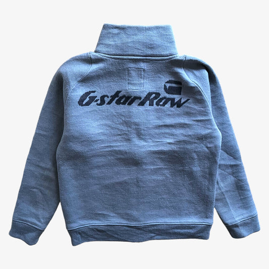 Vintage Y2K Men's G-Star Crossing Vest Knit L/S Blue Jacket With Back Spell Out Back - Casspios Dream