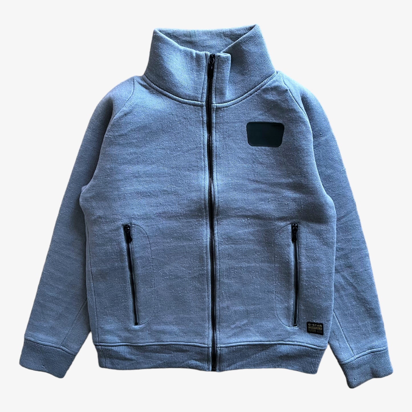Vintage Y2K Men's G-Star Crossing Vest Knit L/S Blue Jacket With Back Spell Out - Casspios Dream