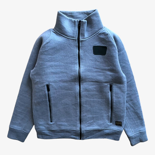 Vintage Y2K Men's G-Star Crossing Vest Knit L/S Blue Jacket With Back Spell Out - Casspios Dream