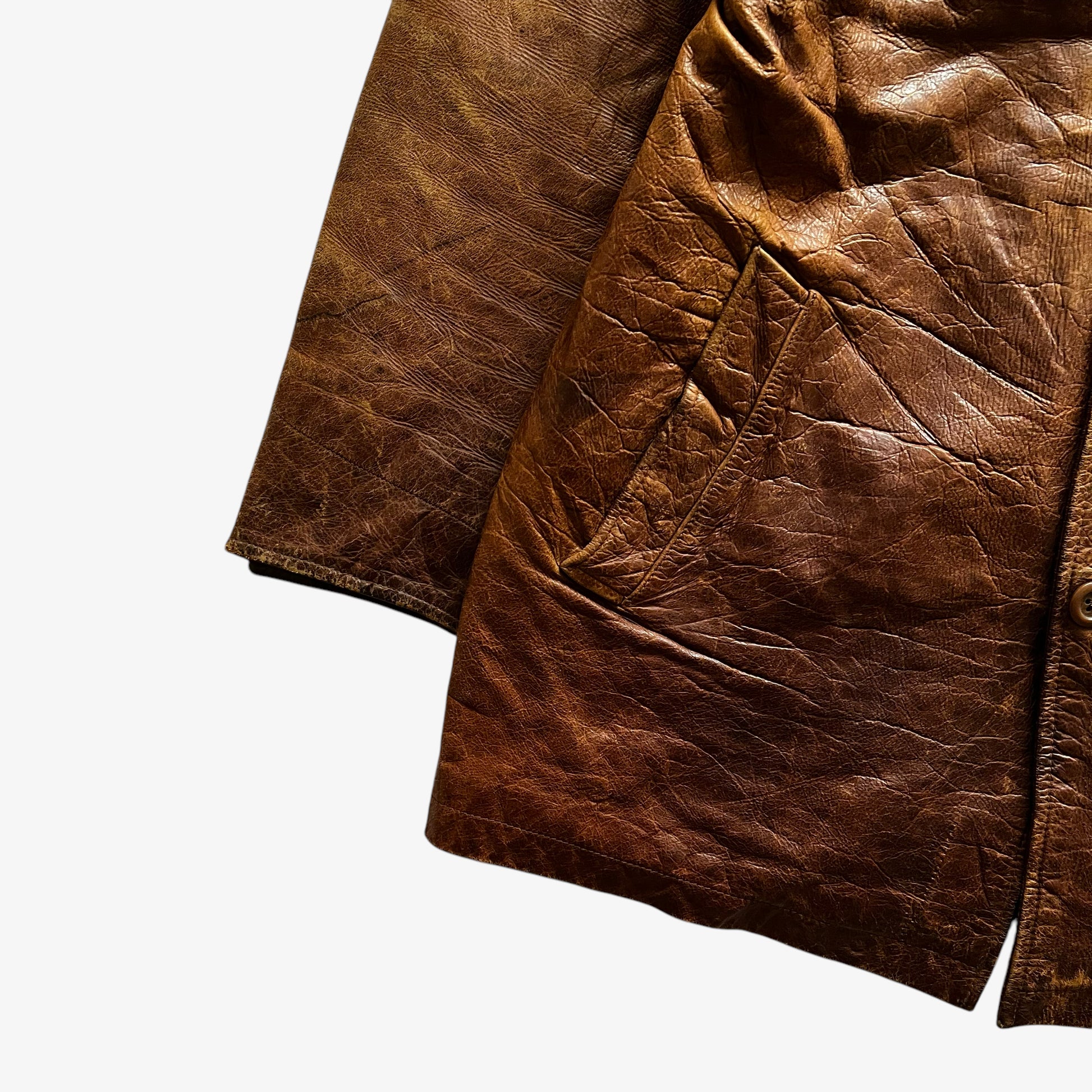 Vintage Y2K Mens GAP Light Brown Leather Jacket Cuff - Casspios Dream