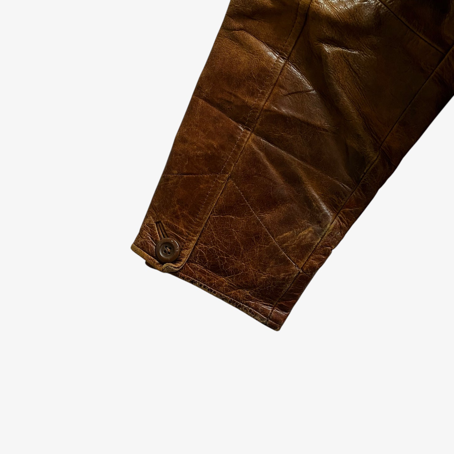 Vintage Y2K Mens GAP Light Brown Leather Jacket Sleeve - Casspios Dream