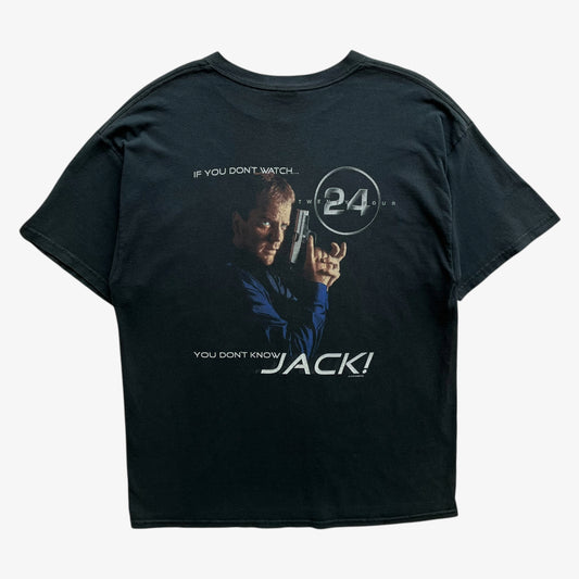 Vintage Y2K Mens Gildan Ultra Cotton Twenty Four 2006 Fox TV Series Kiefer Sutherland Print Top Back - Casspios Dream