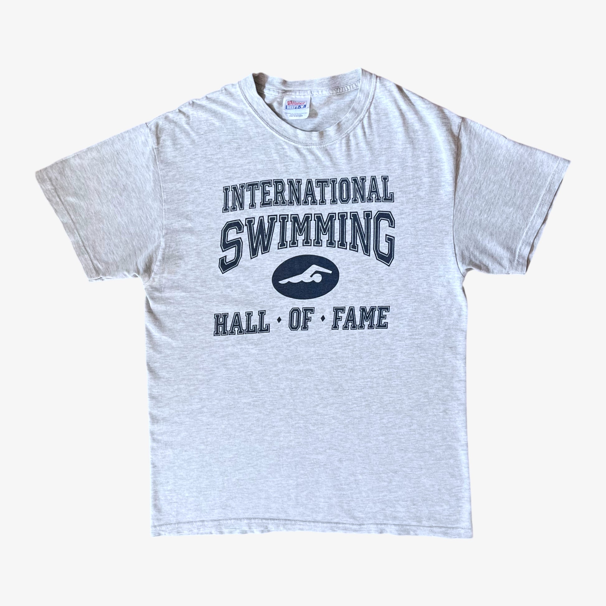 Vintage Y2K Mens Hanes Beefy International Swimming Hall Of Fame Print T-Shirt - Casspios Dream