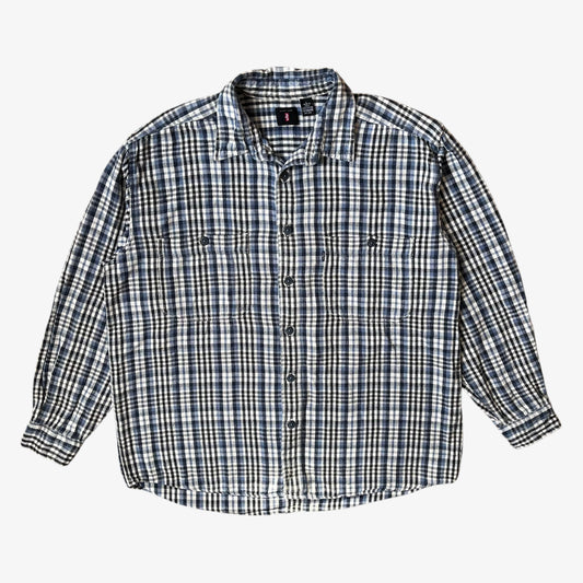 Vintage Y2K Mens Levis Blue Striped Shirt - Casspios Dream