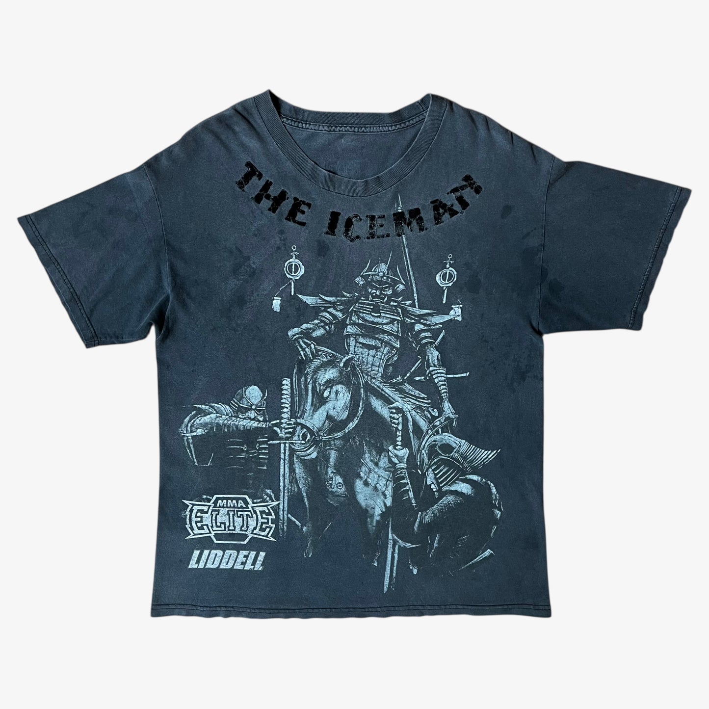Vintage Y2K men's MMA Elite Chuck Liddell Iceman Samurai print t-shirt.