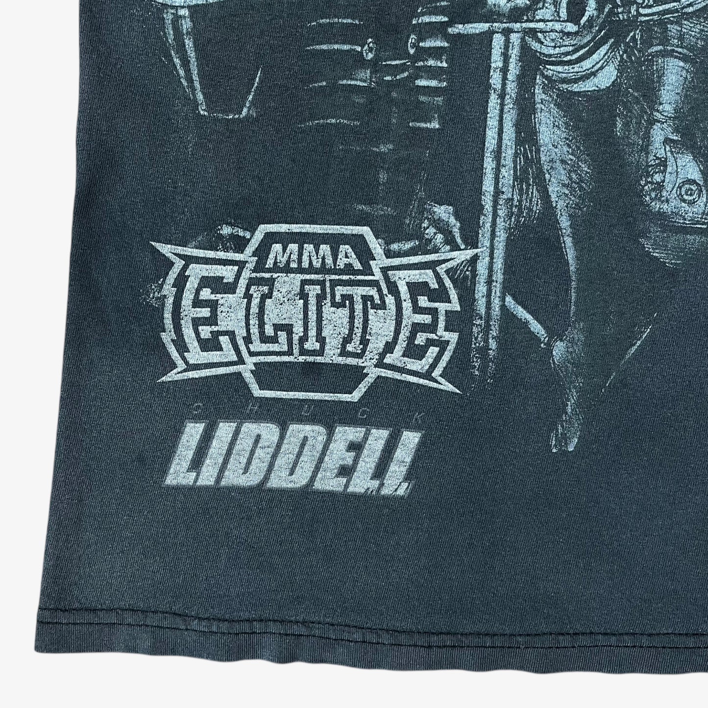 MMA Elite Chuck Liddell logo on Vintage Y2K men's Iceman Samurai print t-shirt.