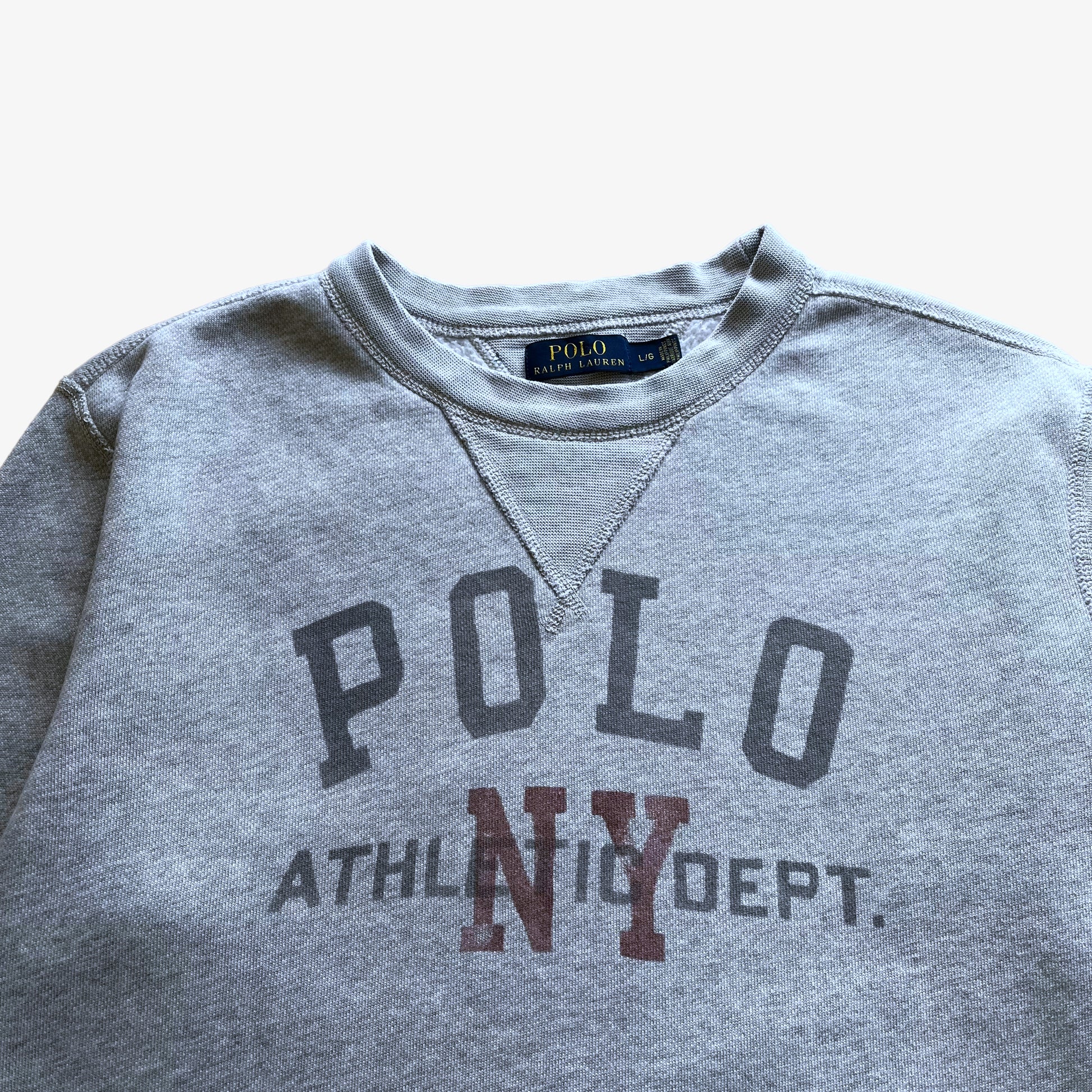 Vintage Y2K Mens Polo Ralph Lauren NY Athletic Dept Sweatshirt Logo - Casspios Dream