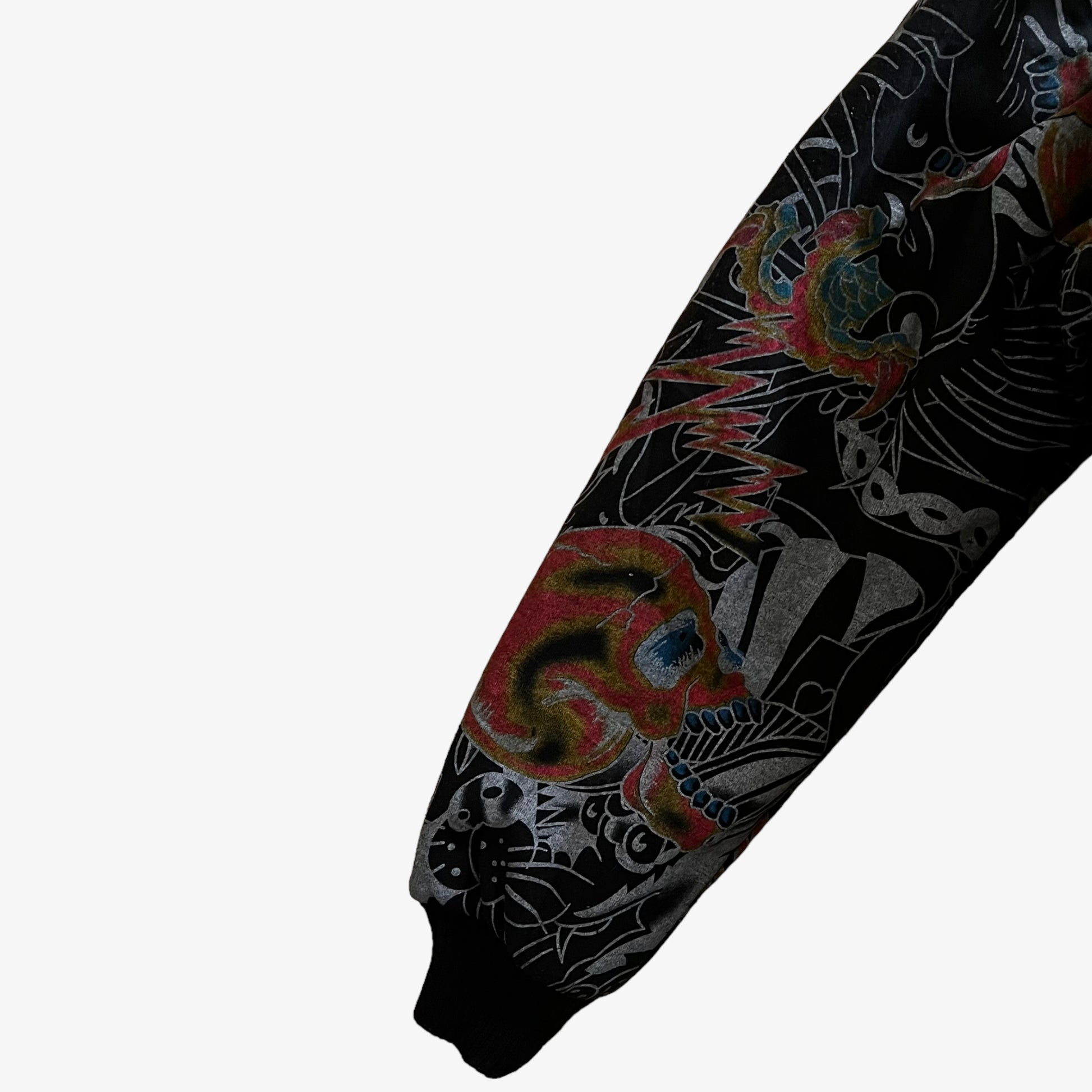 Vintage Y2K Mens Really Point Rhinestone Snake & Skull Print Double Sided Jacket With Sherpa Lining Sleeve - Casspios Dream