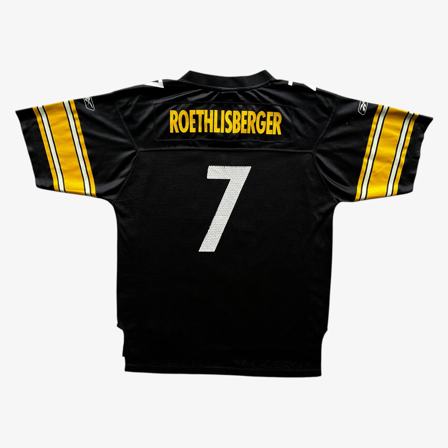 Vintage Y2K Mens Reebok NFL Equipment Pittsburgh Steelers 7 Ben Roethlisberger Black American Football Jersey Back - Casspios Dream