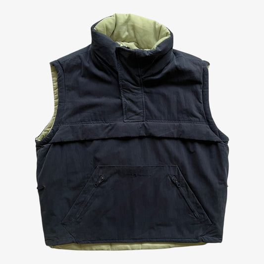 Vintage Y2K Mens Ringspun Navy Reversible Gilet - Casspios Dream