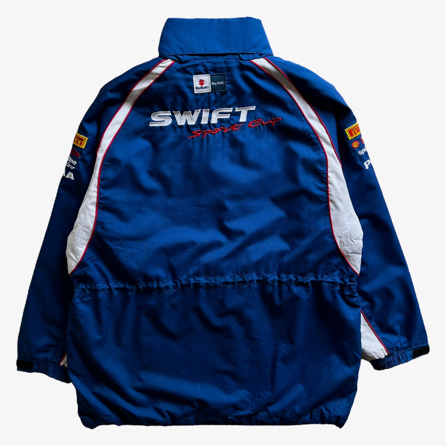 Vintage Y2K Mens Suzuki Swift Cup Racing Team Blue Jacket Back - Casspios Dream