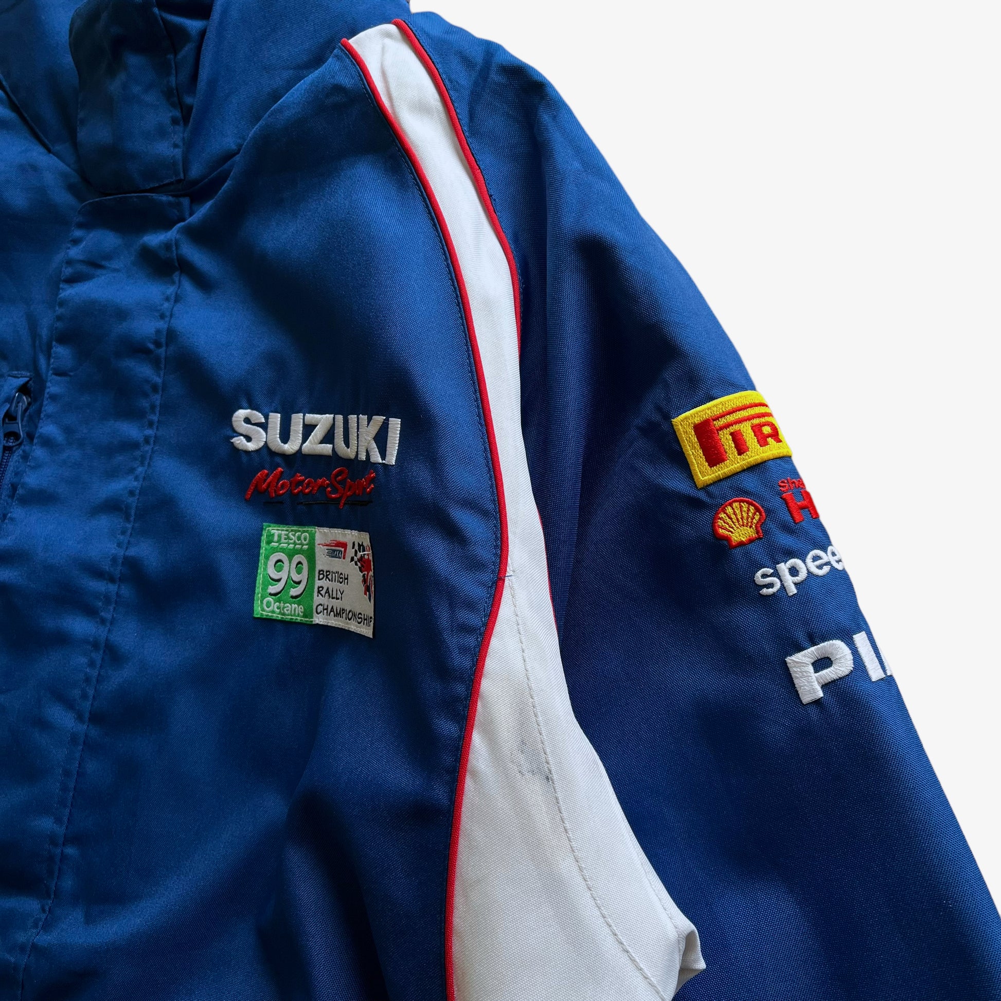 Vintage Y2K Mens Suzuki Swift Cup Racing Team Blue Jacket Badge - Casspios Dream