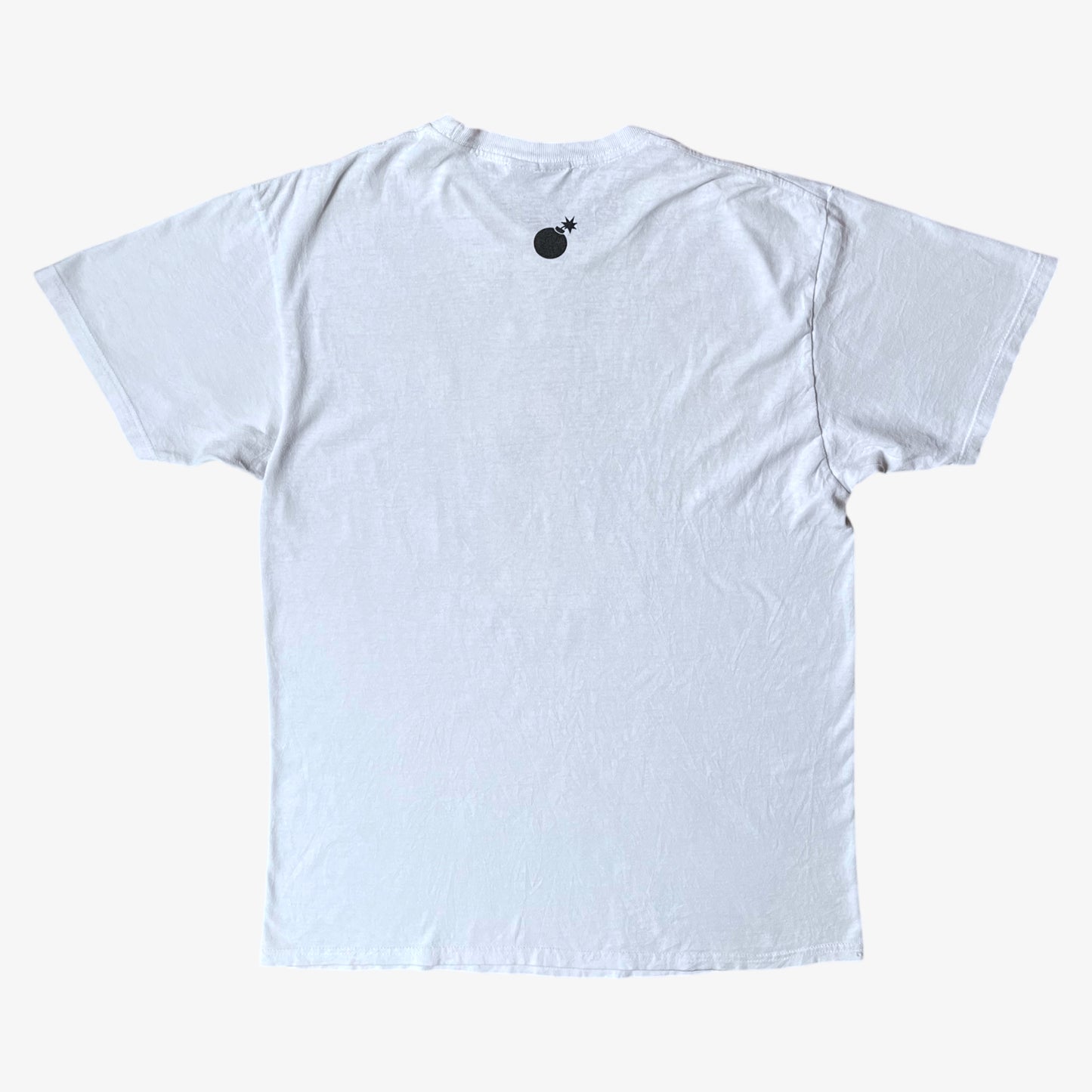 Back of vintage Y2K men's The Hundreds Gigi woman print white t-shirt.