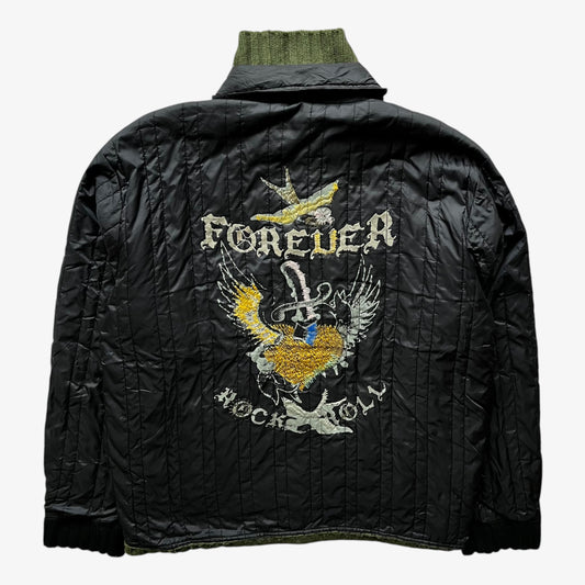 Vintage Y2K Mens Tommy Hilfiger Forever Rock And Roll Reversible Knitted Jacket Back - Casspios Dream