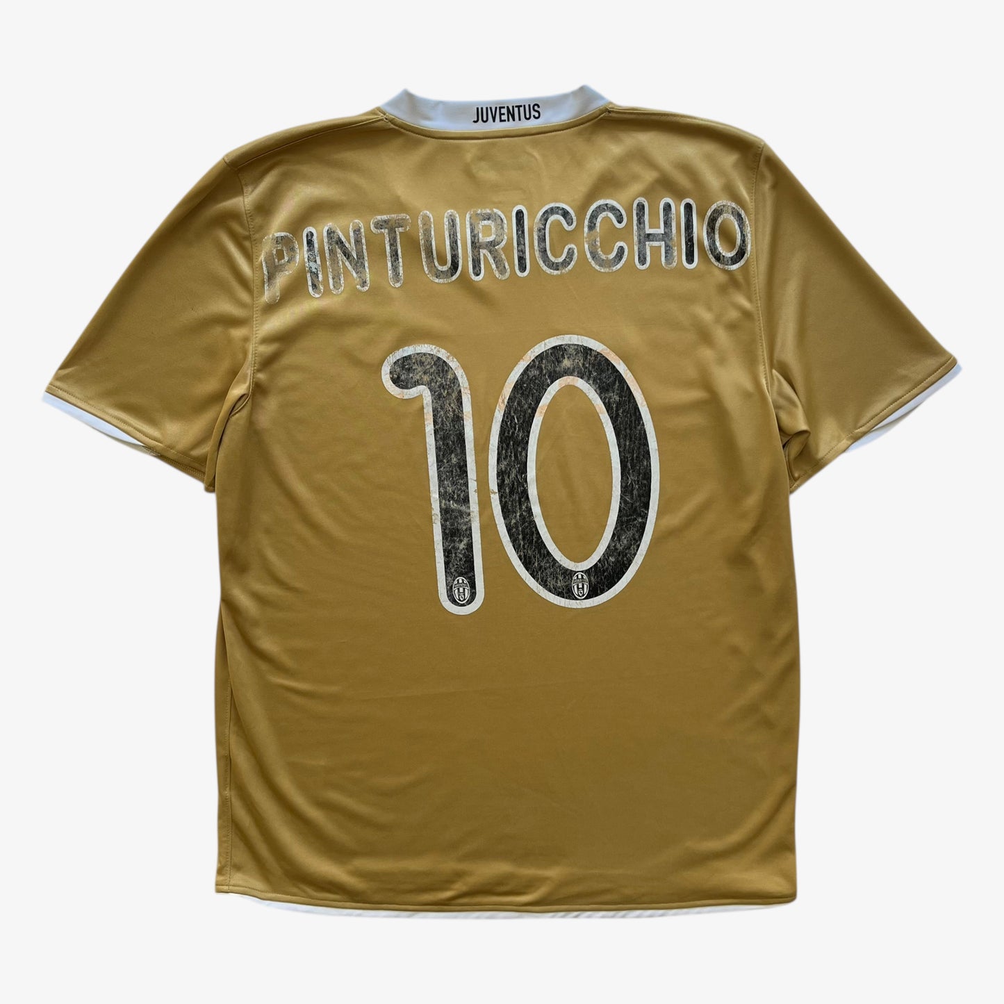 Vintage Y2K Mens Nike 2008 Juventus Del Piero Pinturicchio 10 Gold Away Football Jersey Back - Casspios Dream
