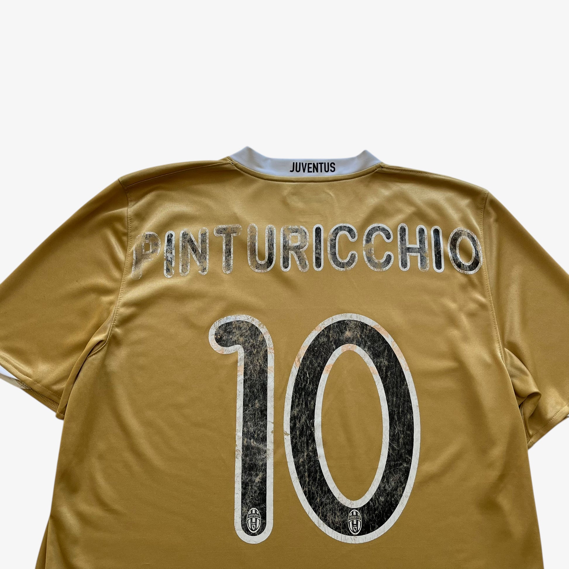 Vintage Y2K Mens Nike 2008 Juventus Del Piero Pinturicchio 10 Gold Away Football Jersey Faded - Casspios Dream