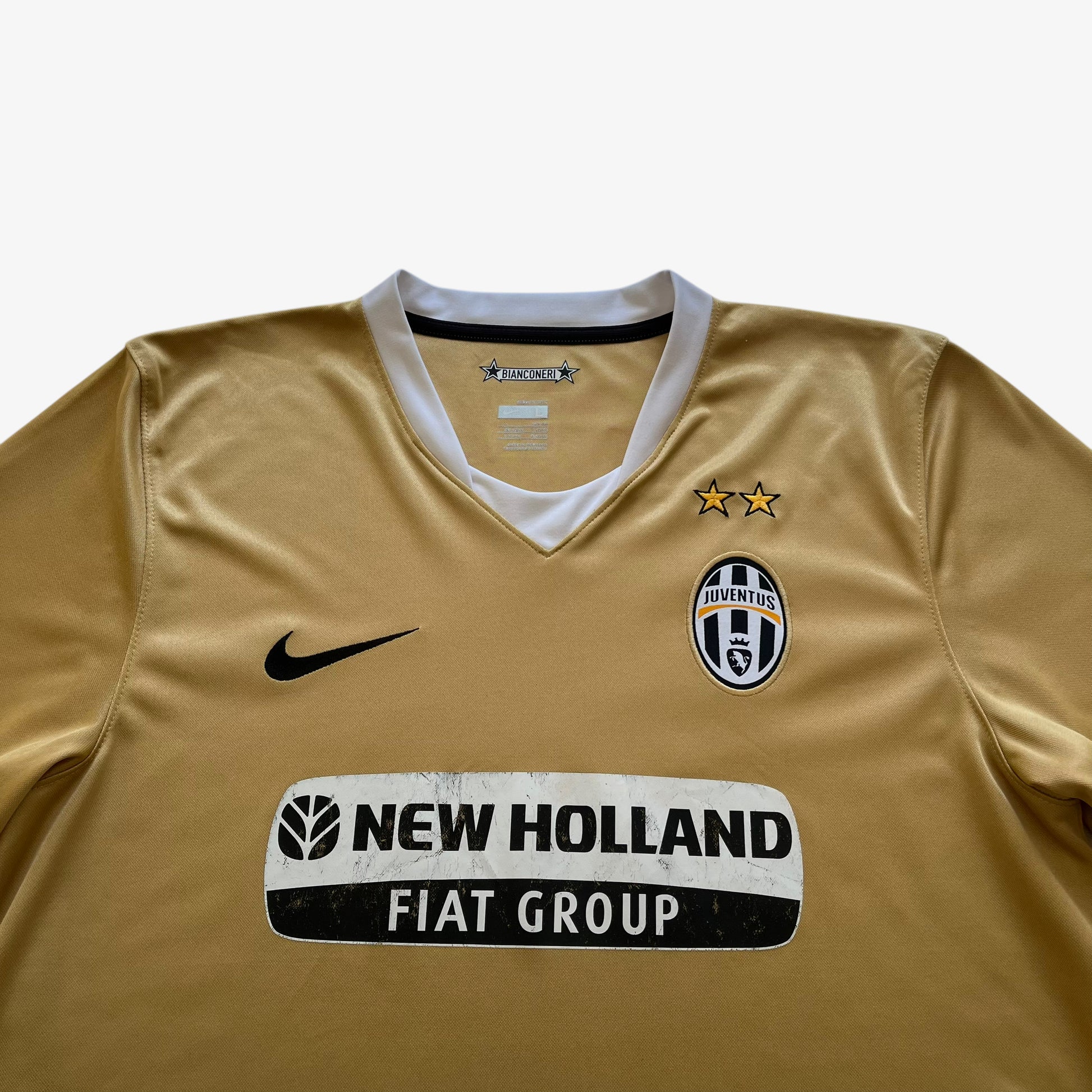 Vintage Y2K Mens Nike 2008 Juventus Del Piero Pinturicchio 10 Gold Away Football Jersey Sponsor - Casspios Dream