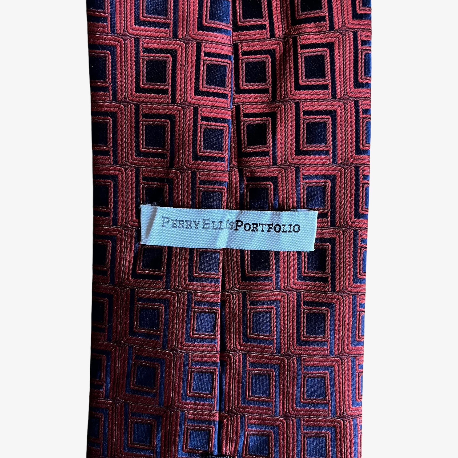 Vintage Y2K Perry Ellis Portfolio Geometric Print Silk Tie Label - Casspios Dream