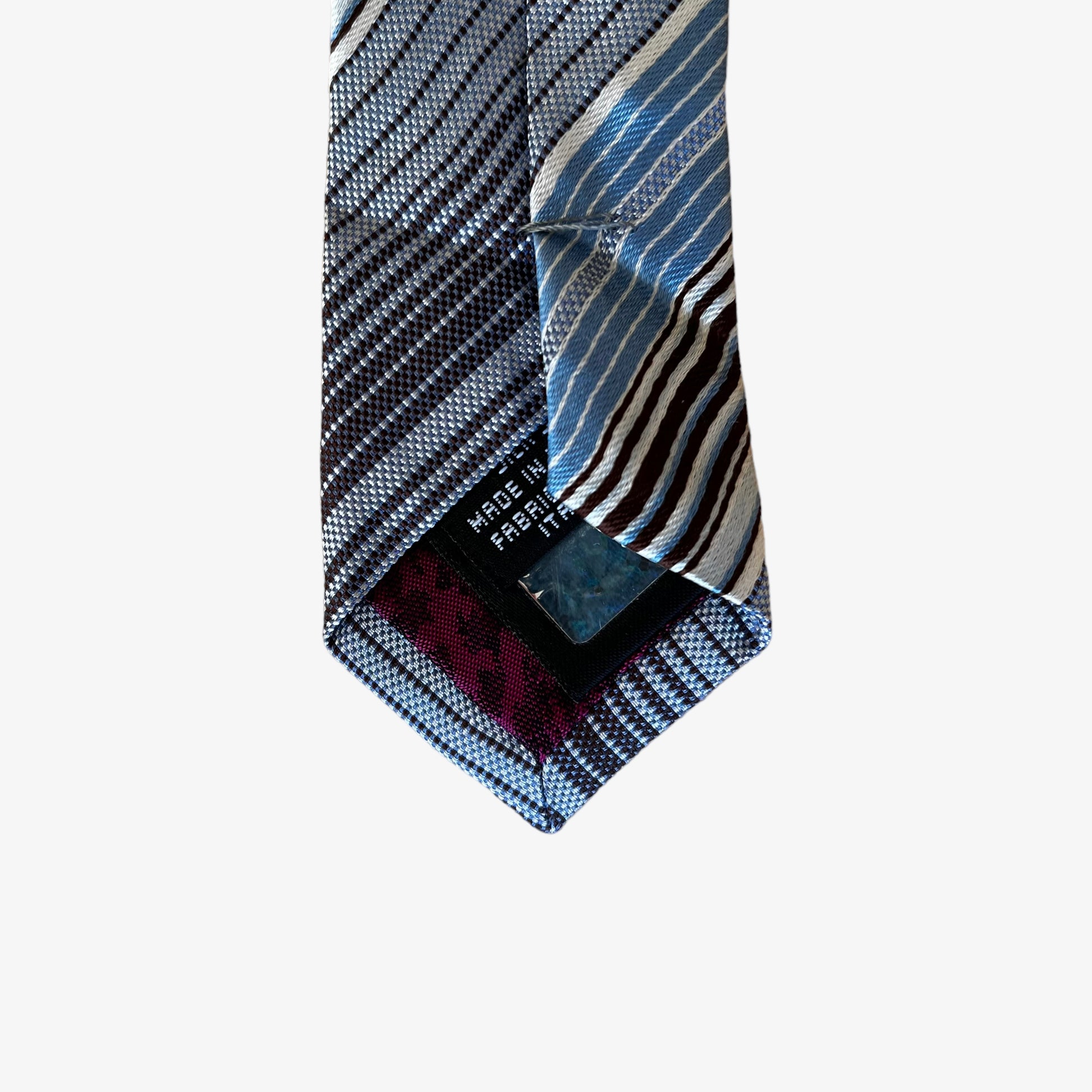 Vintage Y2K Roberto Cavalli Blue Striped Silk Tie Authentic - Casspio's Dream Vintage
